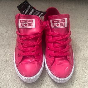 Kids Converse shiny pink sneakers